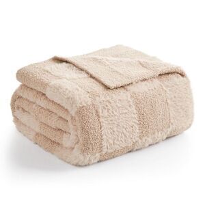 Open Box - SNUGGLE SAC - Soft Faux Fur Knit Checkered Throw Blanket Fluffy